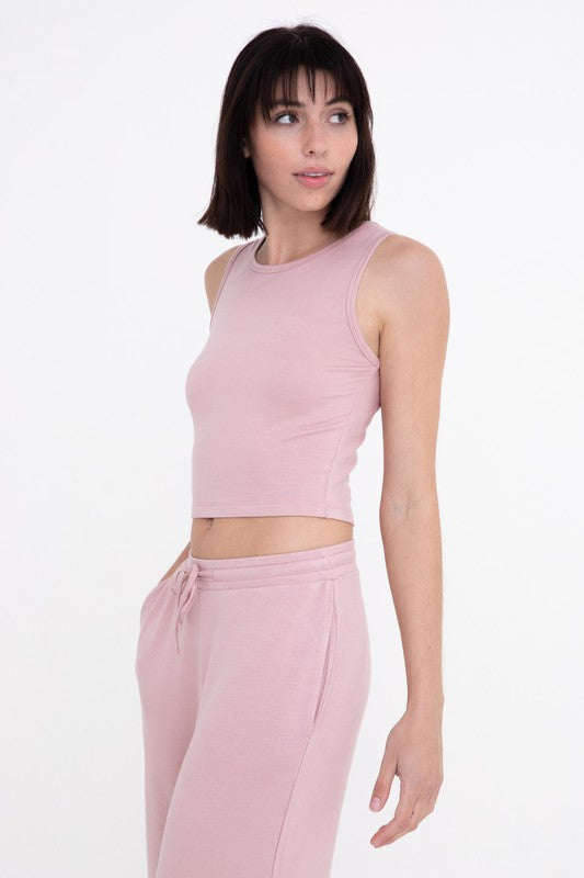MONO B - Lounge Terry Cropped Tank Top | Available in 2 colors